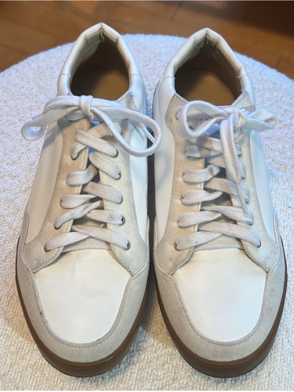 Stella McCartney White and Beige Low-Top Athletic Sneakers